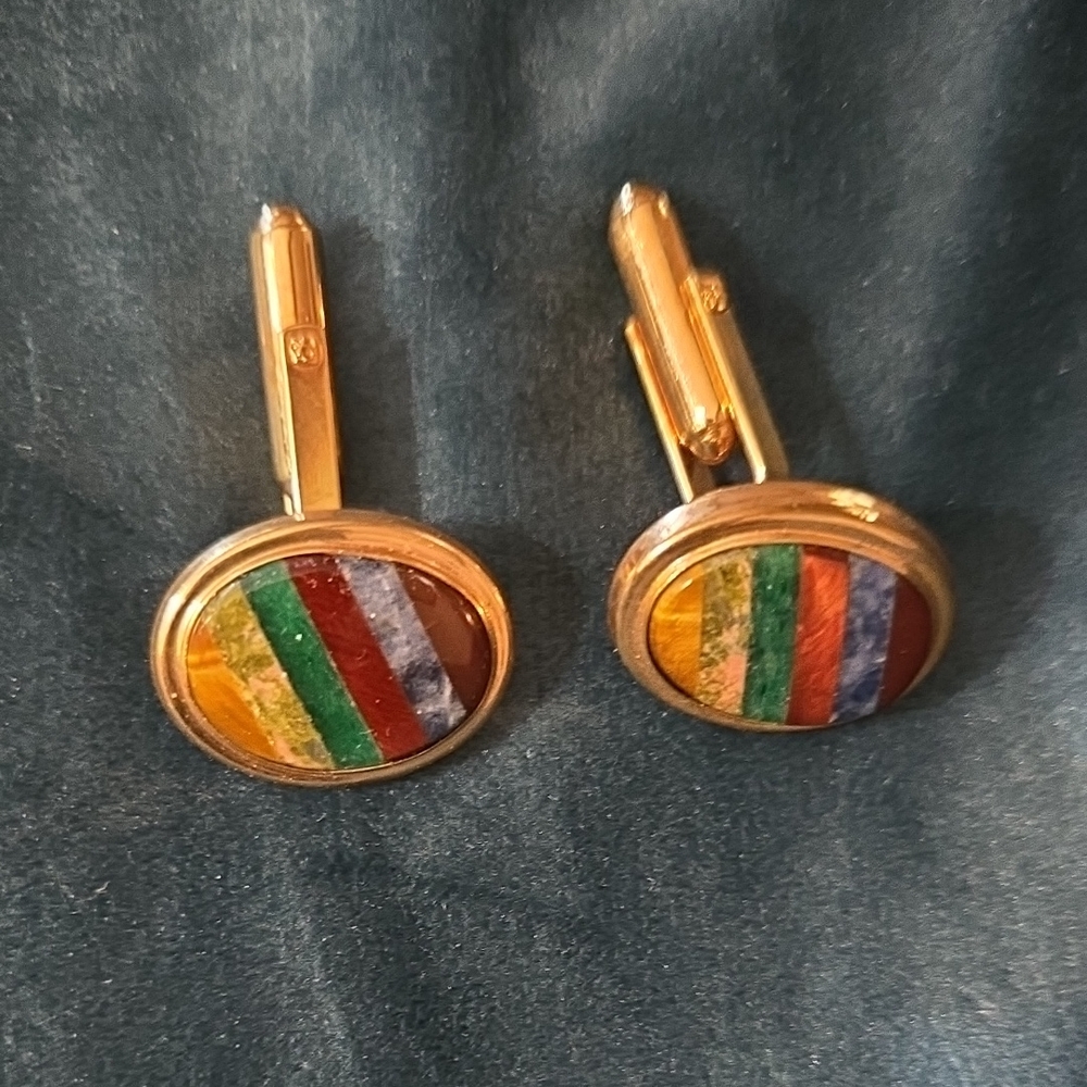 Striped Gold Cufflinks